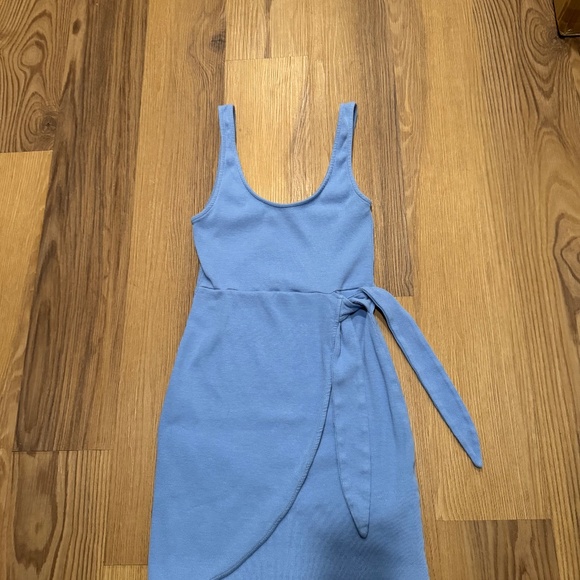 Zara summer sundress cotton mini bodycon sleeveless blue suze M - Picture 3 of 4